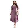 Sheetal Associates Women Casual Regular Sleeves Crepe Solid Fit and Flare Dress - Pack of 1 - Image 2