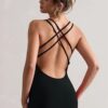 TRAQUILA Backless V-Neck Bodycon Dress for Women with Slit on The Front - Image 4